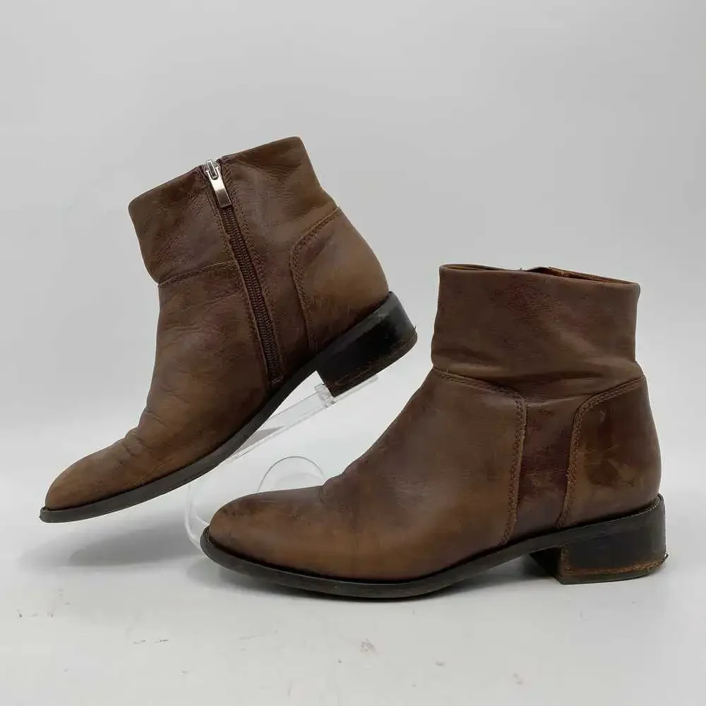 Franco Sarto Brown Leather Ankle Boots | Women’s Size 8